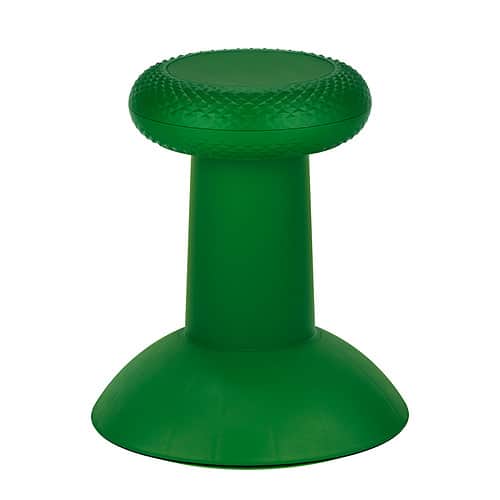 A vibrant green ergonomic wobble stool designed for active sitting, featuring a textured, slightly c… — 3D model
