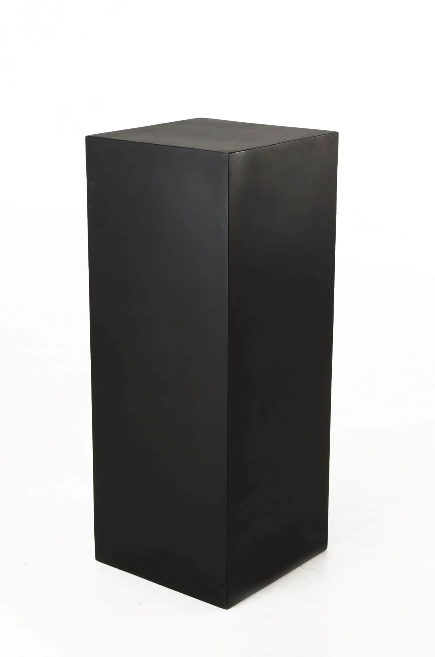 A tall, rectangular display pedestal with a minimalist design, finished in a uniform matte black. It… — 3D model