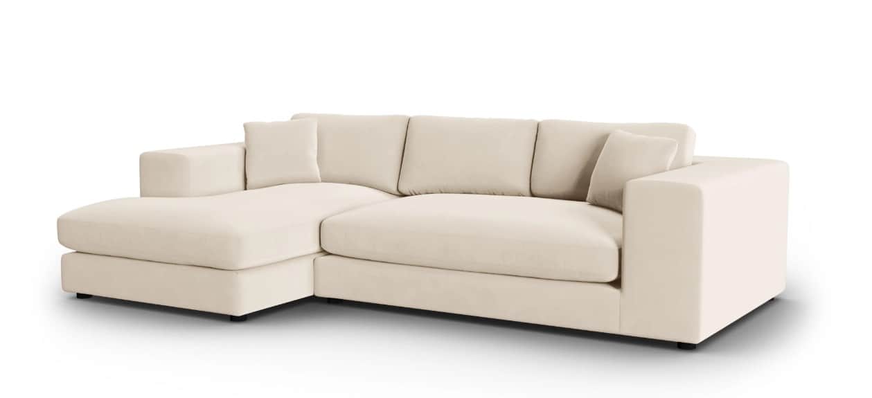 A sectional sofa with a chaise lounge extension. It features a low profile with clean lines and plus… — 3D model
