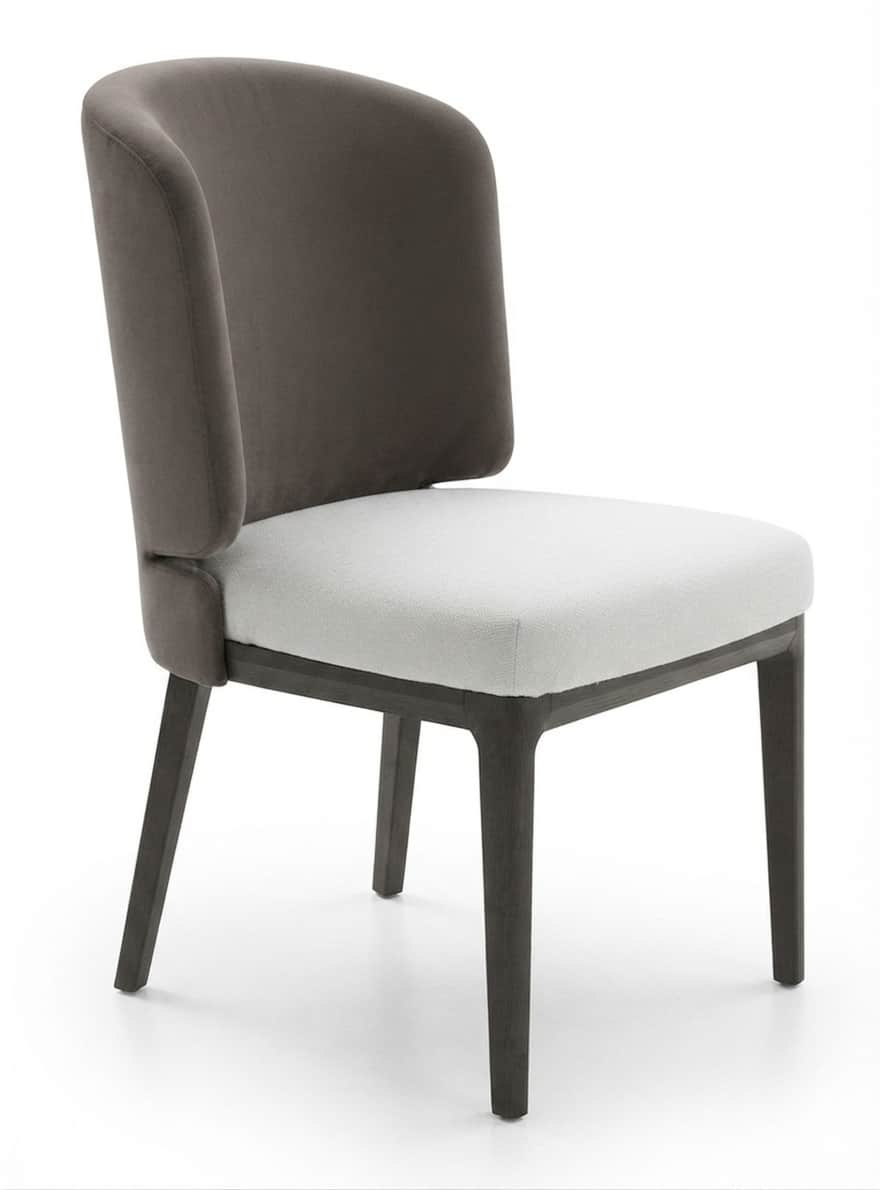 An elegant contemporary dining chair featuring a gracefully curved, upholstered backrest that flows… — 3D model