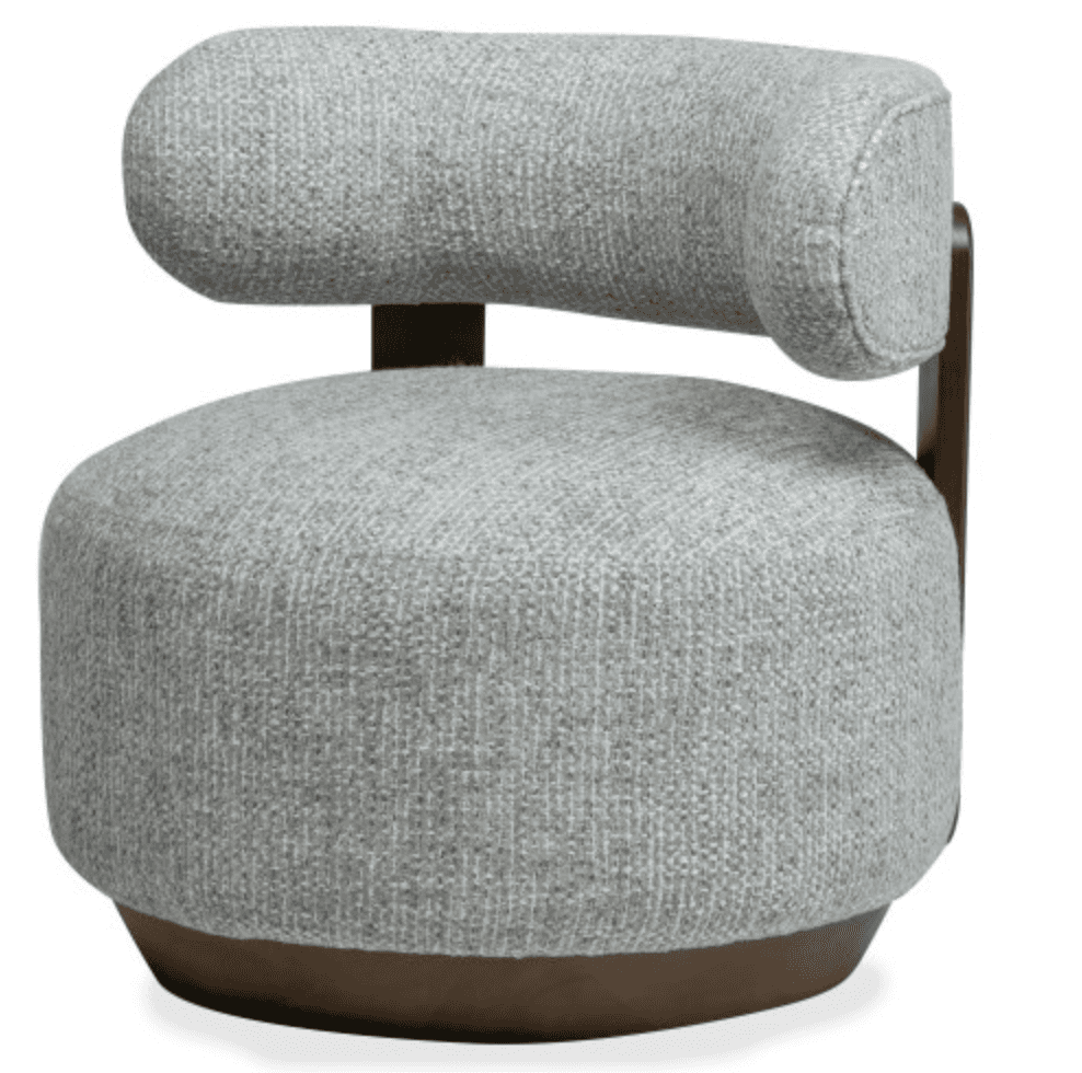 An armless contemporary accent chair featuring a plush, rounded light grey upholstered seat and a di… — free OBJ 3D model
