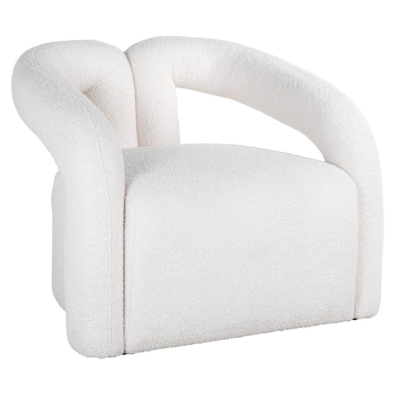 A contemporary armchair featuring a rounded, sculptural form, fully upholstered in a textured white… — free OBJ 3D model