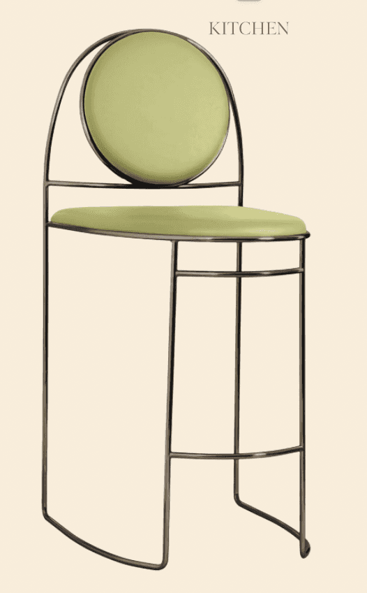 A contemporary bar stool featuring a slender dark metal frame that forms the legs, footrest, and sup… — 3D model