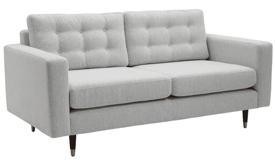 A light grey upholstered two-seater sofa, commonly known as a loveseat, featuring button-tufted back… — 3D model