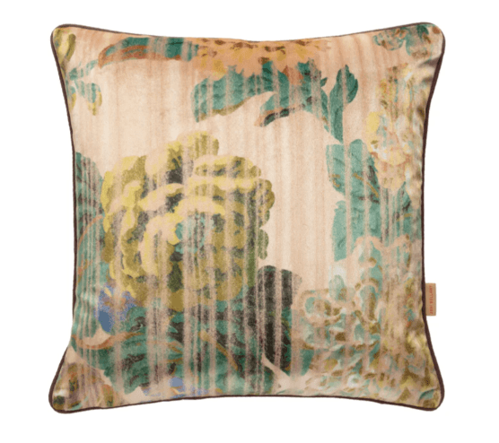 A decorative square cushion with a floral pattern. The fabric appears to have a velvet texture with… — free OBJ 3D model