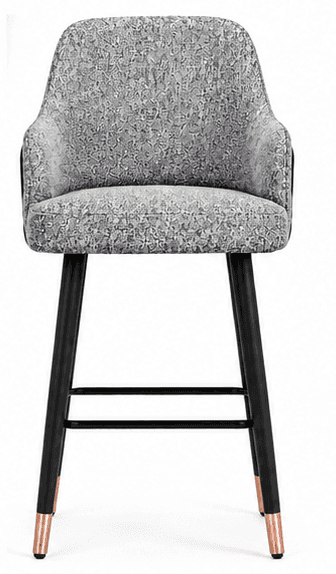 A tall, upholstered bar stool featuring a contoured seat and backrest with integrated armrests, cove… — 3D model