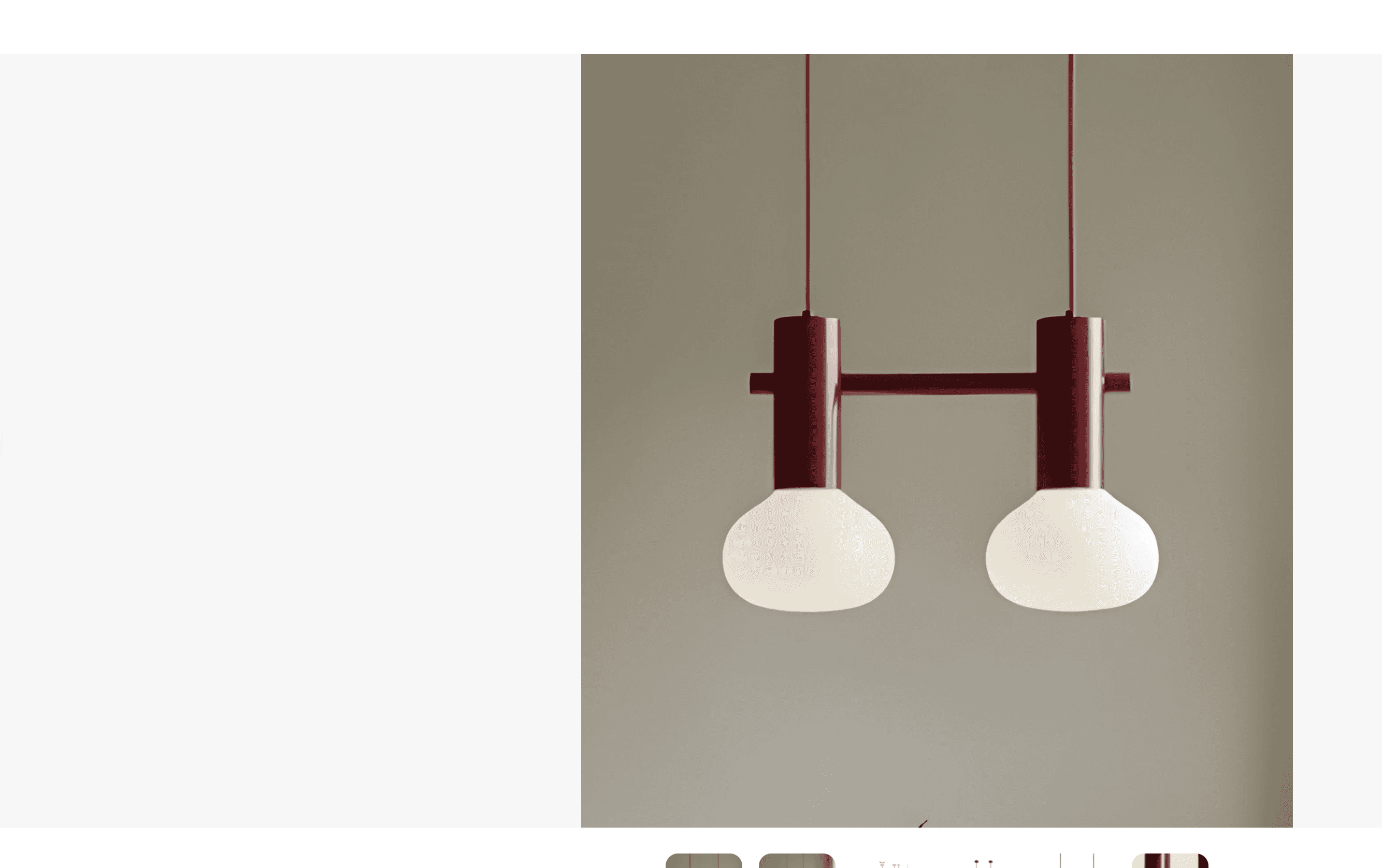 A modern pendant light fixture featuring a deep red cylindrical structure suspended by thin red cord… — free GLB 3D model