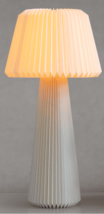 A contemporary table lamp featuring an accordion-pleated design for both its shade and conical base.… — 3D model
