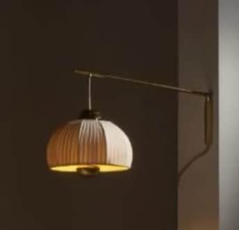 A wall-mounted lamp featuring an adjustable brass arm extending from a vertical wall bracket. A plea… — 3D model