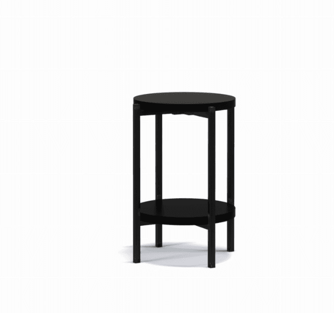 A minimalist black two-tier round side table with slender cylindrical legs. — free STL 3D model