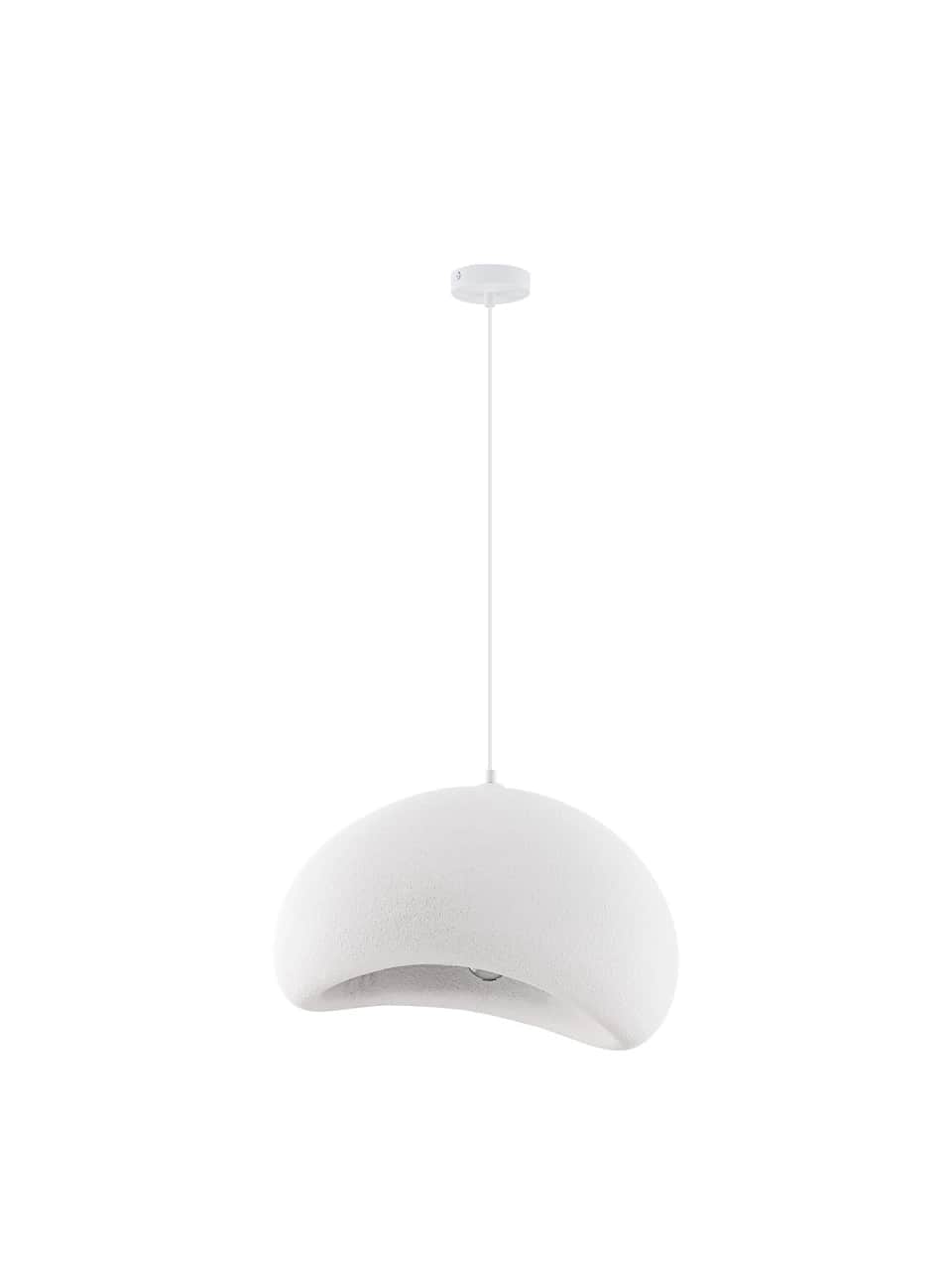 A modern pendant light featuring a distinctive organic, dome-shaped shade with a textured matte whit… — 3D model