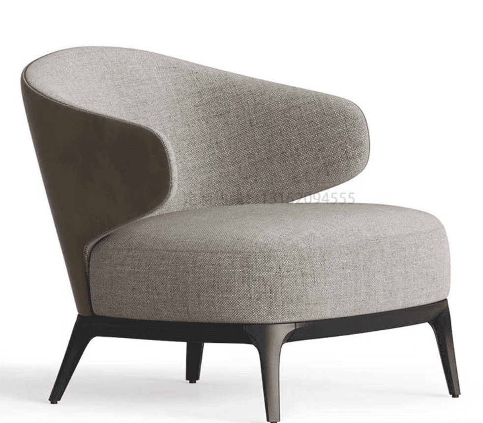 A modern armchair with a rounded, high back that curves around the sides. The seat and back are upho… — 3D model