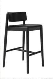 A contemporary bar stool with a minimalist design. It features a rectangular seat and a slightly ang… — 3D model