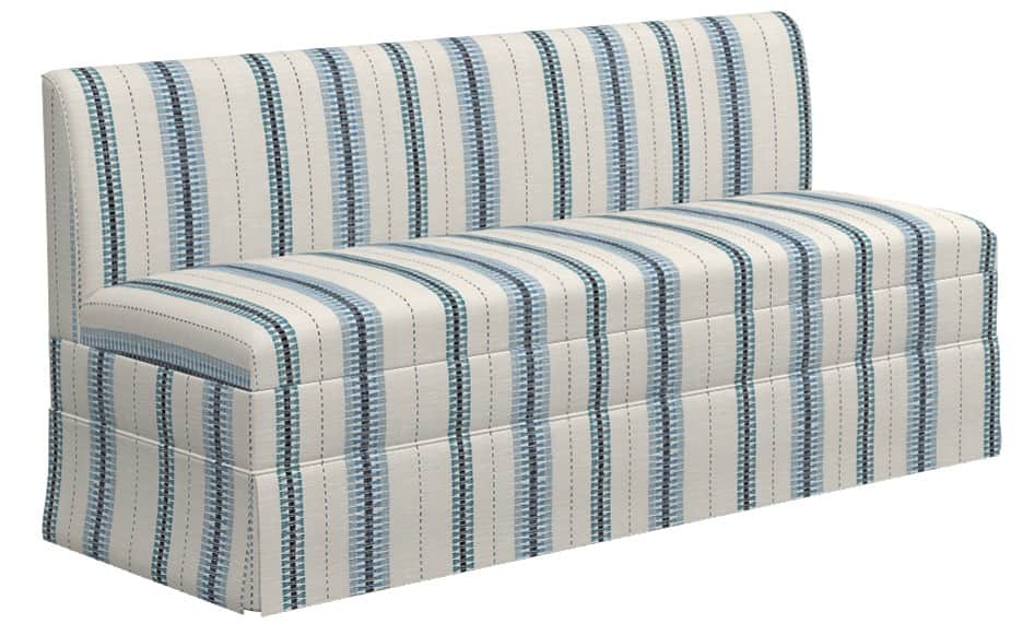 A upholstered bench with a high backrest. The bench features a vertical striped pattern in shades of… — free STL 3D model