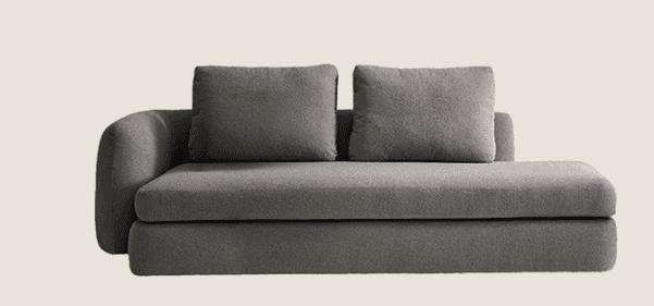 A contemporary modular chaise lounge sofa section upholstered in a textured grey fabric. It features… — 3D model