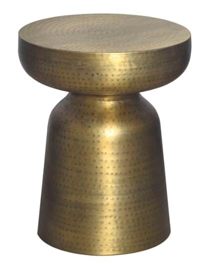 A round-topped end table with a drum-like body that tapers towards the base. The surface and body ar… — 3D model