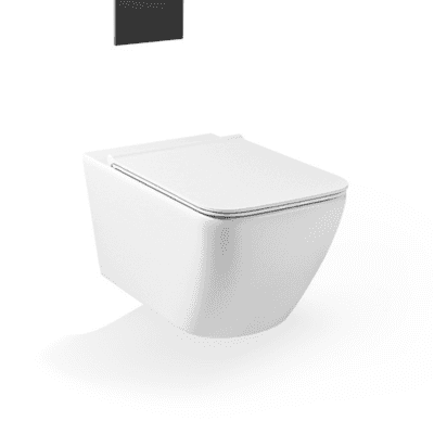 A modern, wall-mounted toilet with a clean, minimalist design. The toilet bowl is rectangular with s… — 3D model