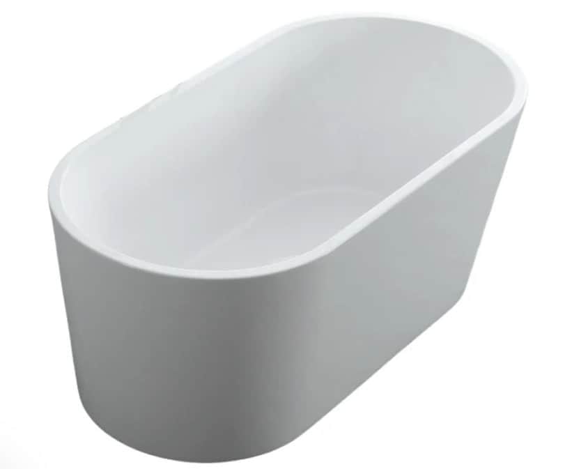 A pristine white freestanding bathtub with a contemporary oval shape. The tub features smooth, seaml… — 3D model