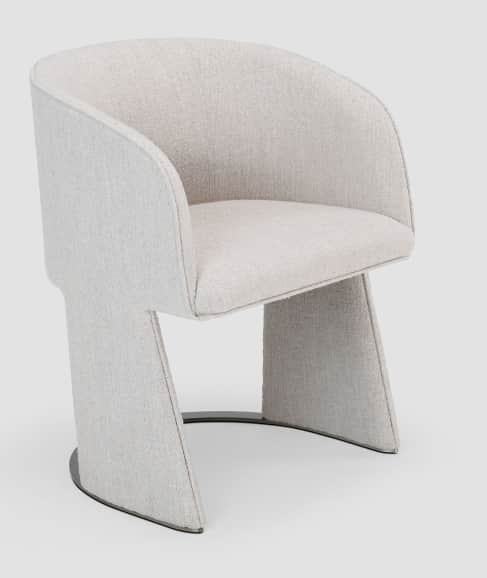 An upholstered dining chair featuring a unique sculptural pedestal base. The chair has a curved back… — 3D model
