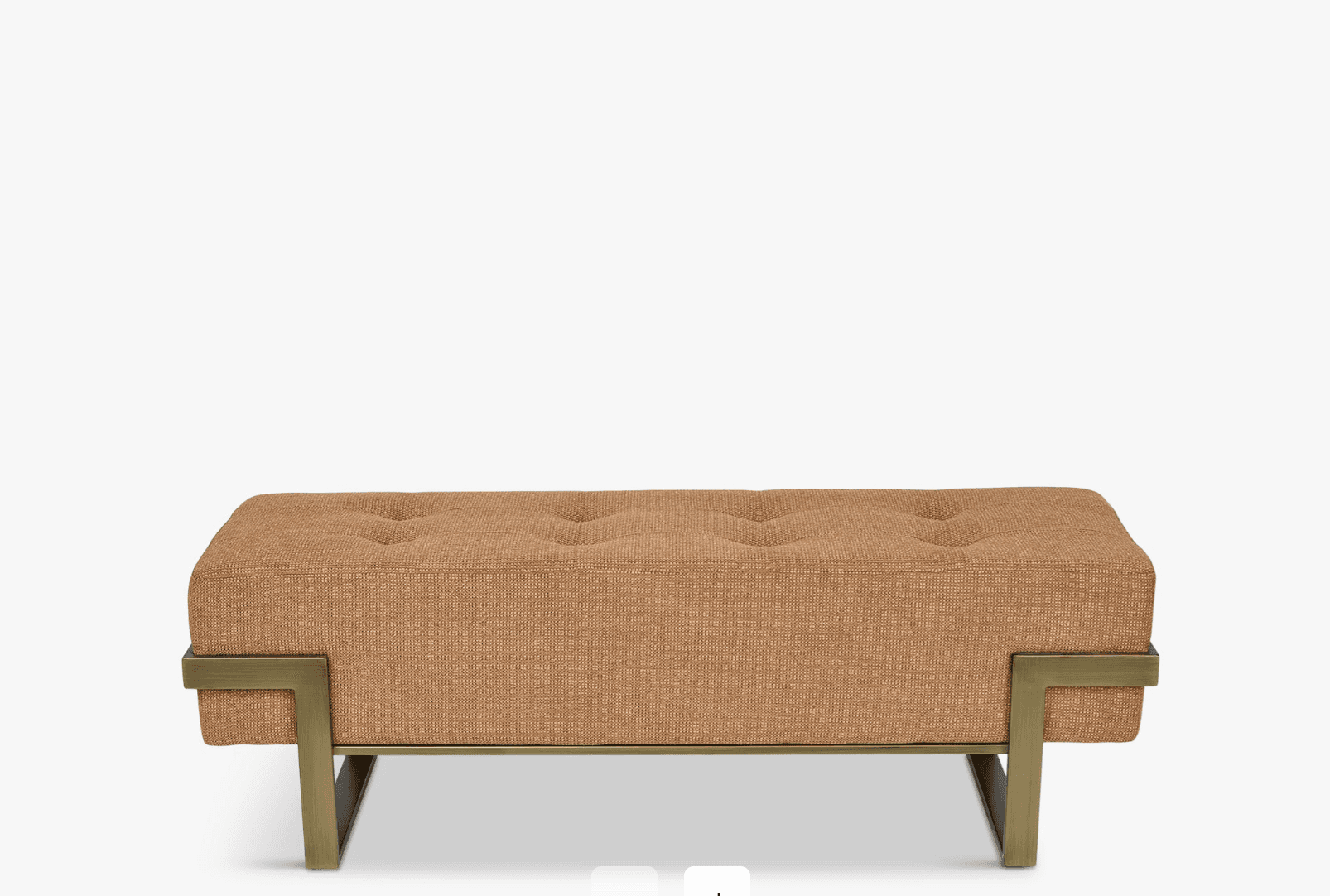 A rectangular ottoman with tufted upholstery and a metal frame. The upholstery features a textured w… — free OBJ 3D model