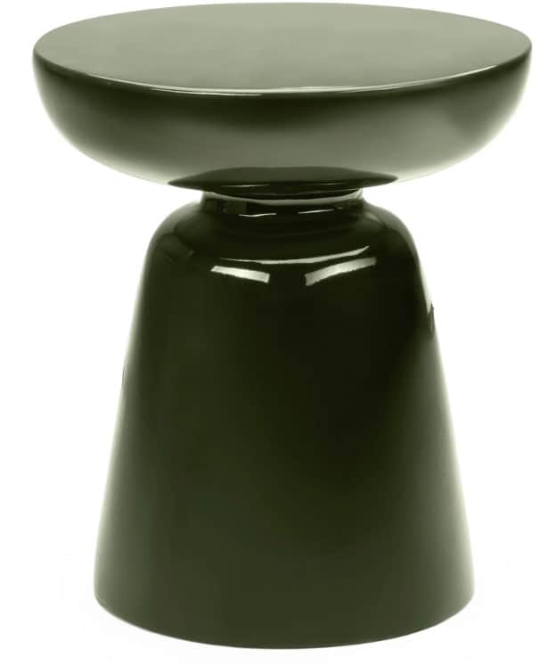 A glossy dark green hourglass-shaped furniture piece, functioning as an accent table or stool, with… — 3D model
