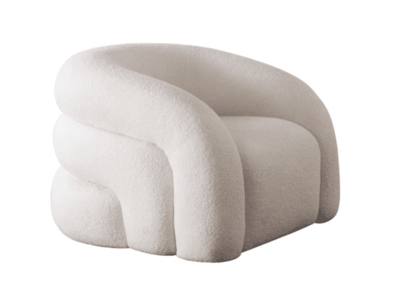 A contemporary armchair featuring a distinctive, fully upholstered design with rounded, volumetric f… — 3D model