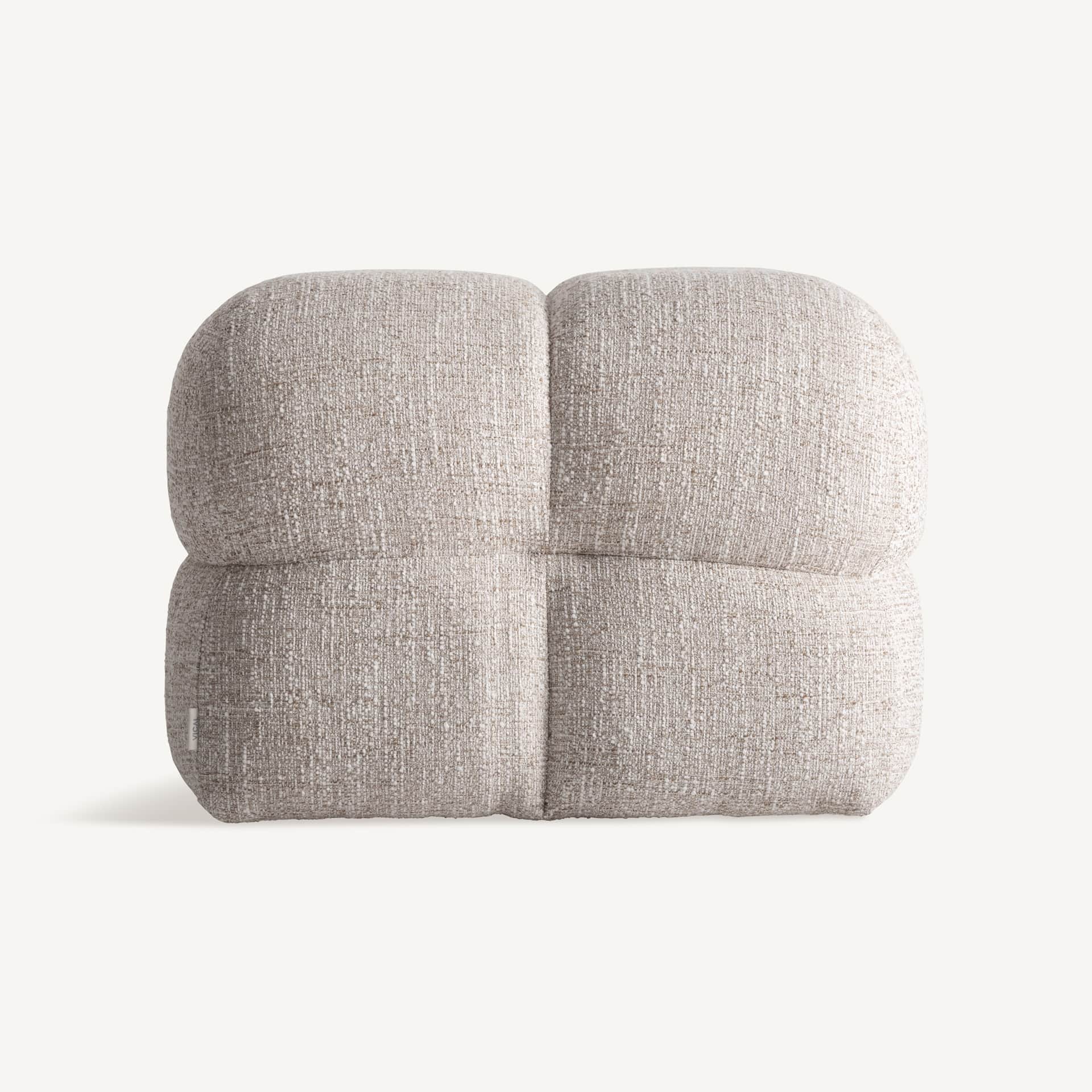 A low, upholstered ottoman with rounded edges, divided into four cushioned sections by stitched seam… — 3D model