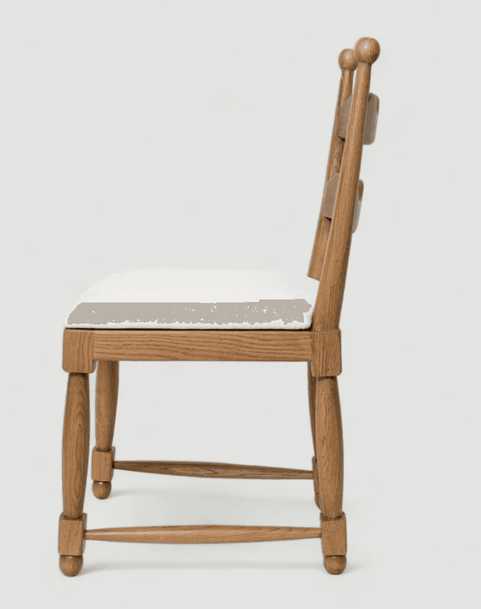 A wooden side chair with a cushioned seat, presented in a side profile against a plain background. T… — free FBX 3D model