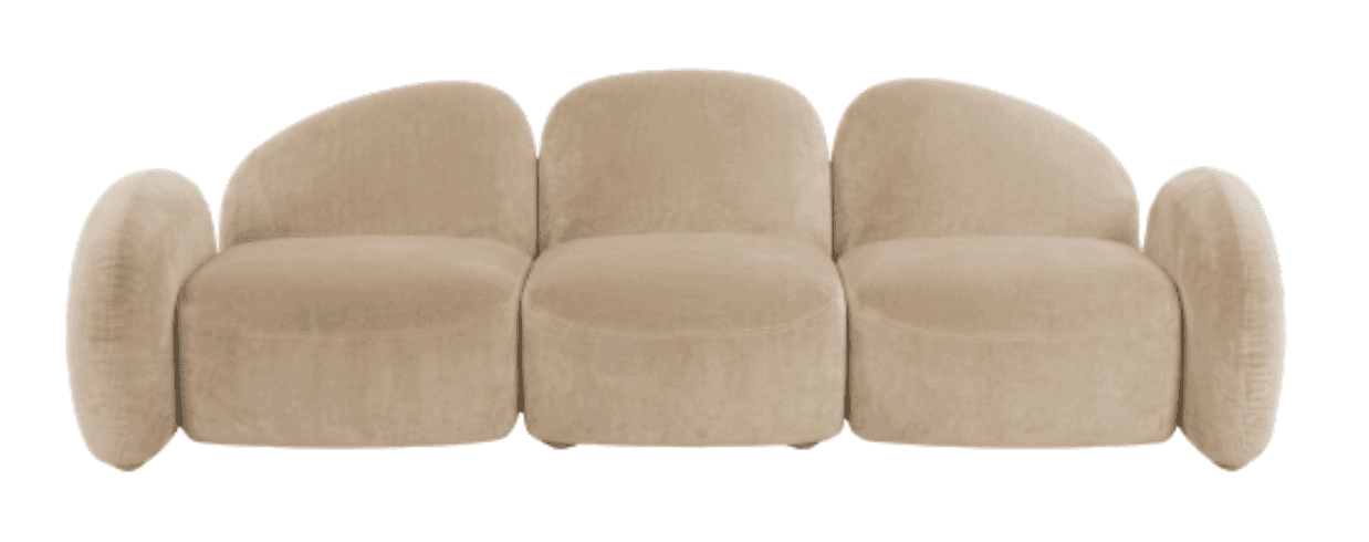 A three-seater sofa with rounded, organic forms. Each seat appears to be a separate module, joined t… — 3D model