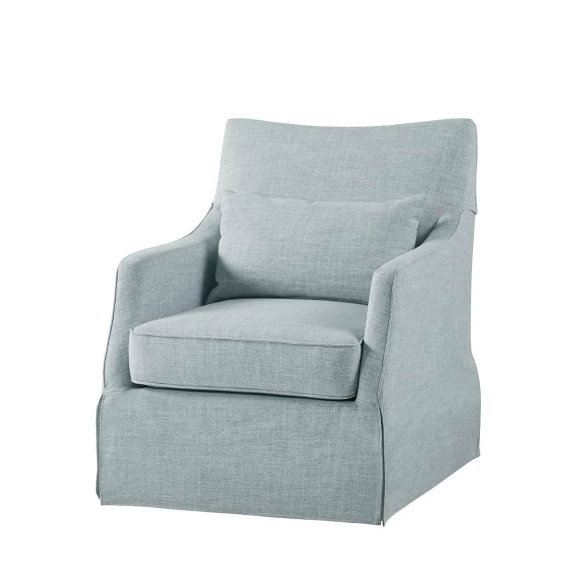 A light blue upholstered armchair with a loose back cushion and a plush seat cushion. The armchair f… — free OBJ 3D model