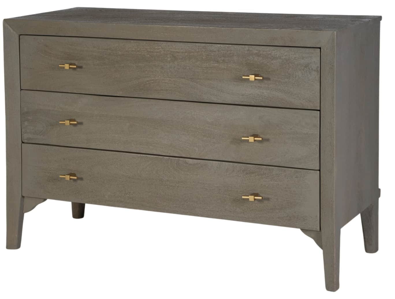 A three-drawer chest of drawers with a rectangular top and a body supported by four tapered legs. Th… — 3D model