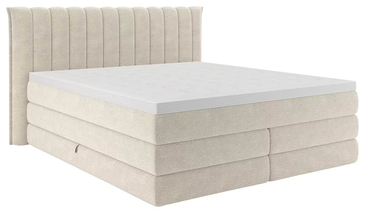 A contemporary upholstered bed featuring a multi-layered construction, typical of a continental or b… — free SKP 3D model