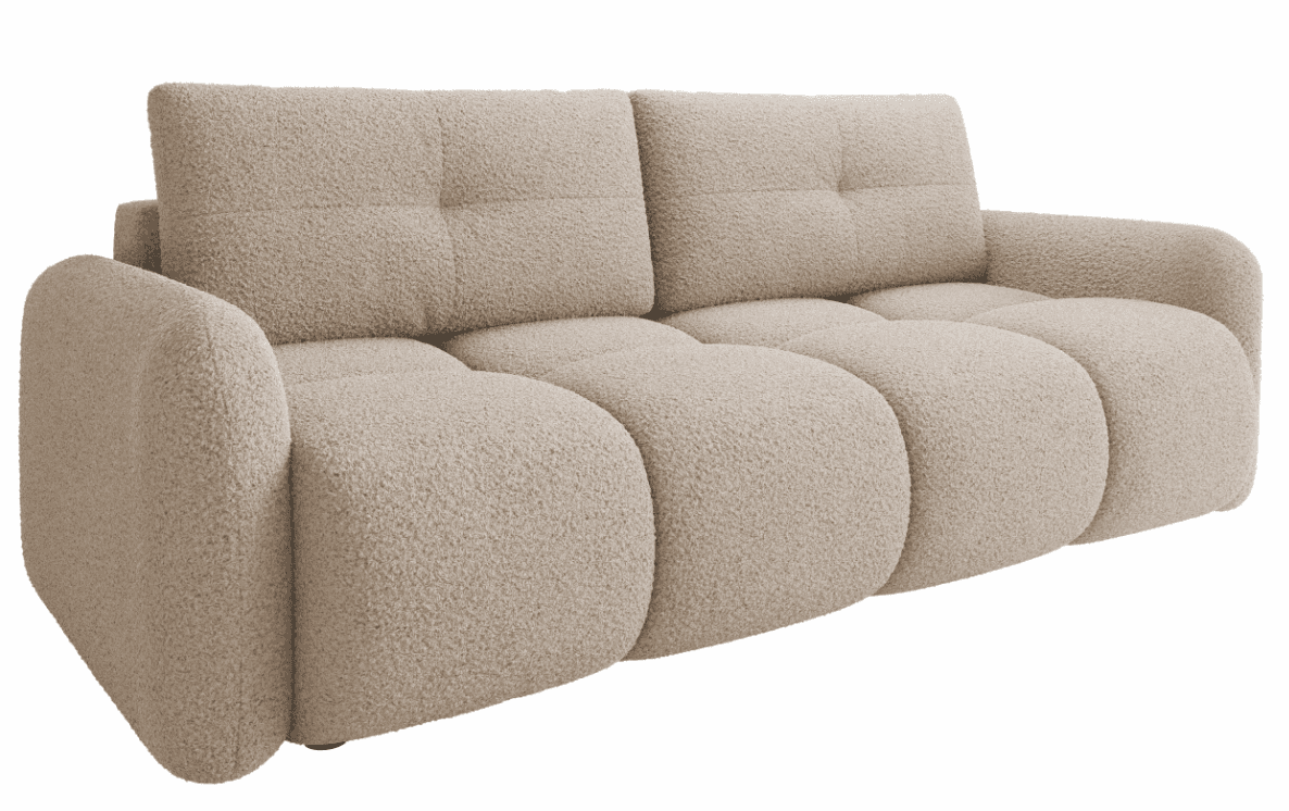 A contemporary, plush sofa with a rounded, modular design. It features a textured fabric upholstery… — 3D model