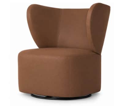 A contemporary lounge chair upholstered in rich brown leather, featuring a high, curved backrest and… — 3D model