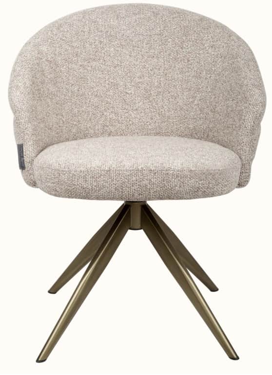 A modern upholstered armchair with a curved backrest and a swivel base. The seat and back are padded… — free OBJ 3D model