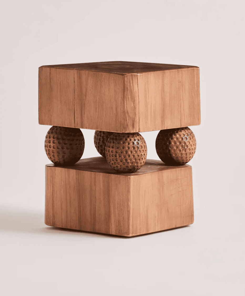 A small, square-shaped decorative pedestal constructed from wood, featuring two solid rectangular bl… — 3D model