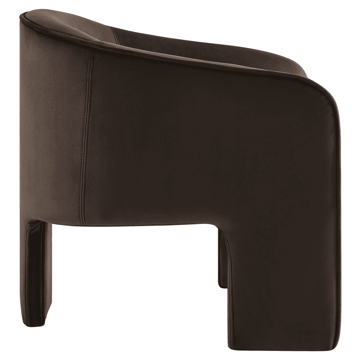 A modern armchair with a low-profile, upholstered design. The chair features a curved back and arms… — free OBJ 3D model