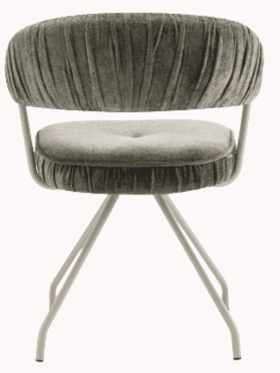 A modern chair featuring a rounded, upholstered backrest and seat with a distinctive gathered or ple… — free FBX 3D model