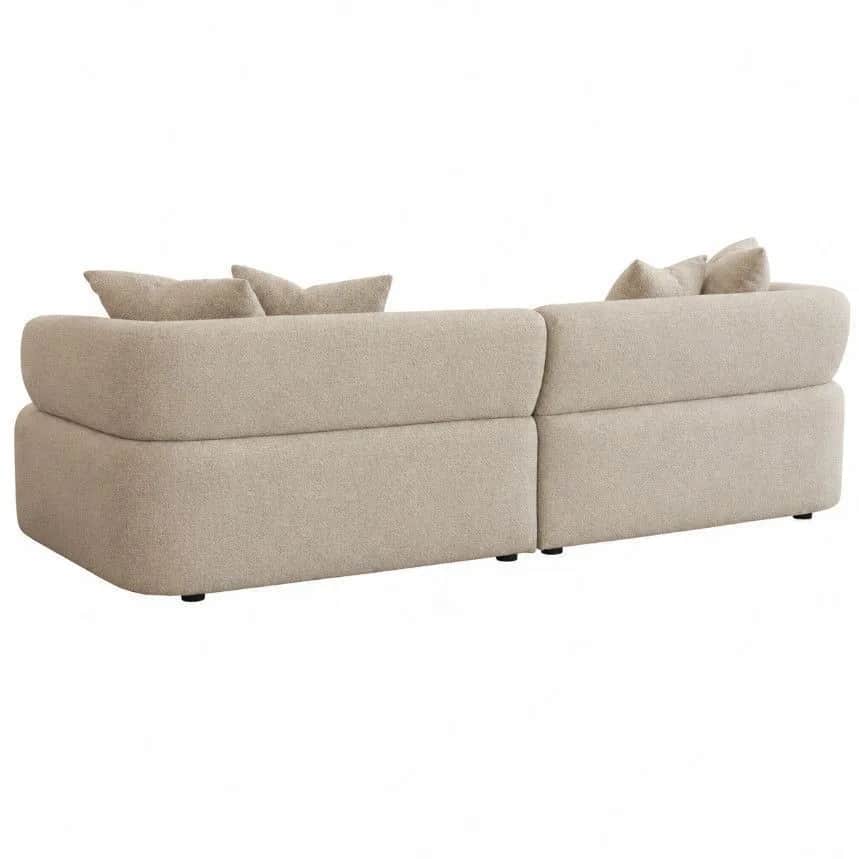 A contemporary modular sectional sofa upholstered in light beige bouclé fabric, featuring a low prof… — free SKP 3D model