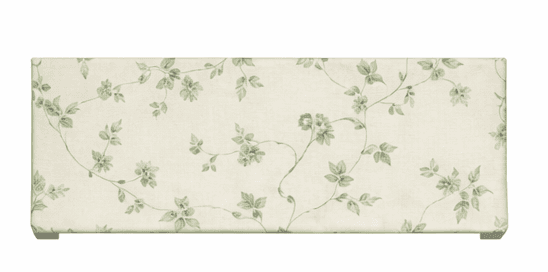 A rectangular upholstered bench featuring a cream-colored fabric with a blue and green floral patter… — 3D model