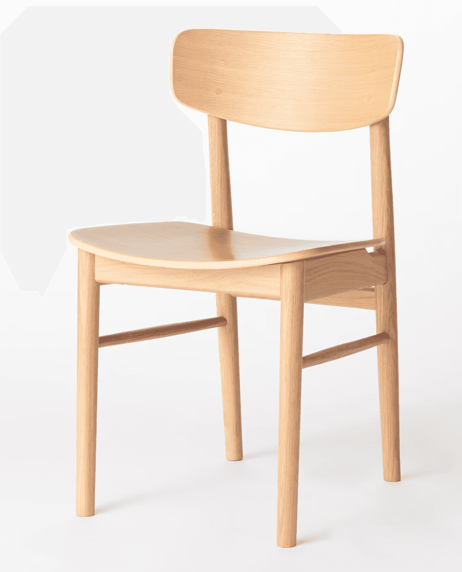 An armless dining chair constructed entirely from light-toned wood, likely oak or ash, with a natura… — 3D model