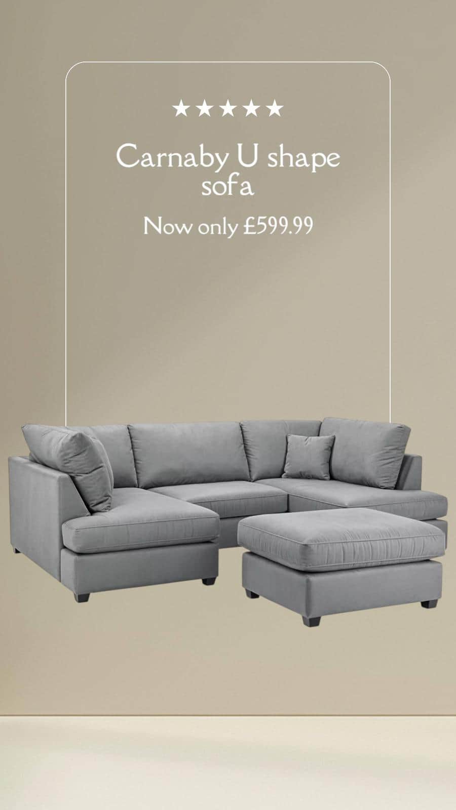 A modular sectional sofa in a charcoal gray color, upholstered in a soft fabric. The configuration i… — 3D model