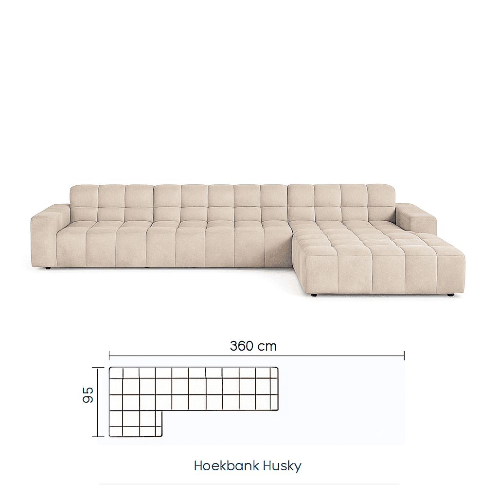A sectional sofa with a chaise lounge extension. The sofa features a tufted design with a grid patte… — free SKP 3D model