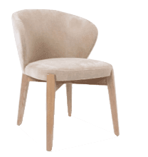 A modern accent chair with a curved backrest and upholstered seat and back. The frame appears to be… — 3D model