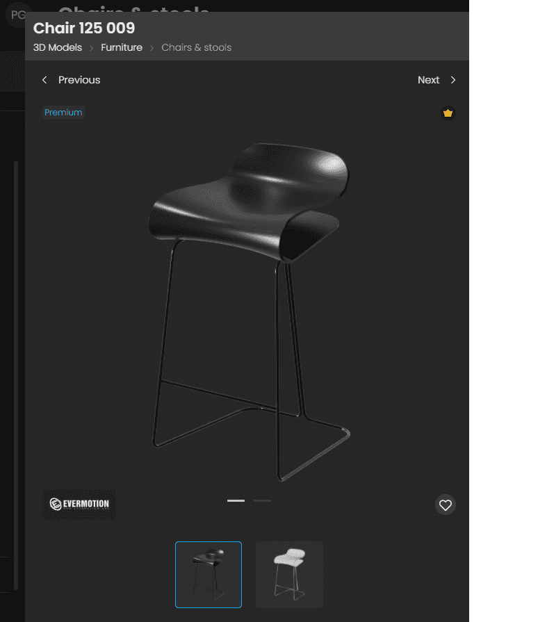 A modern bar stool featuring a sculptural, integrated seat and backrest in a matte black finish, sup… — 3D model