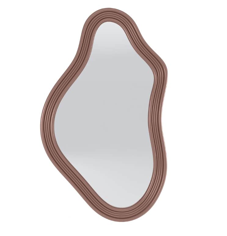 An irregularly shaped mirror with a rounded, organic form. The frame has a ribbed or fluted texture… — 3D model