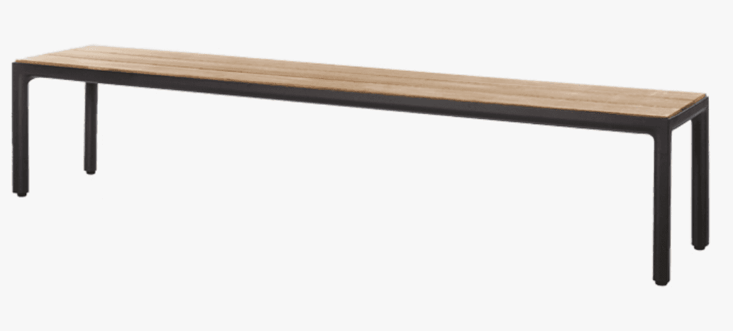 A minimalist, rectangular bench featuring a slatted natural wood top supported by a sturdy dark-colo… — free STL 3D model