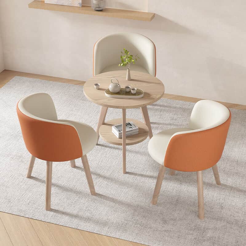 A light-colored wooden side table featuring a round top surface and a smaller, round lower shelf for… — free STL 3D model