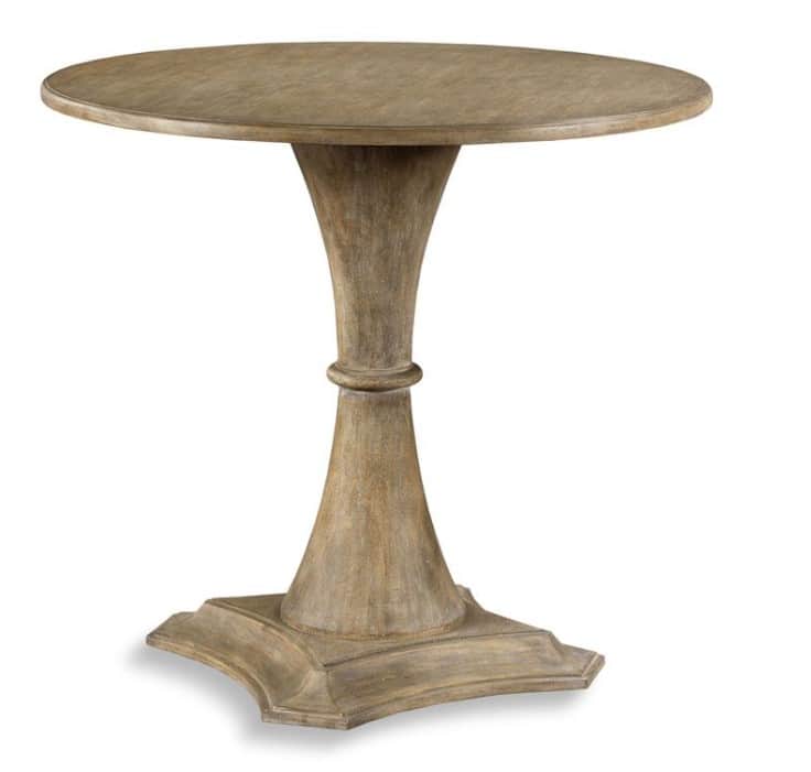 A round accent table with a single pedestal base. The pedestal has a flared, trumpet-like shape with… — 3D model