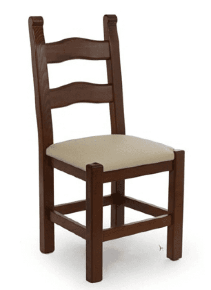A dark brown wooden dining chair featuring a classic ladder-style backrest with two horizontal slats… — 3D model